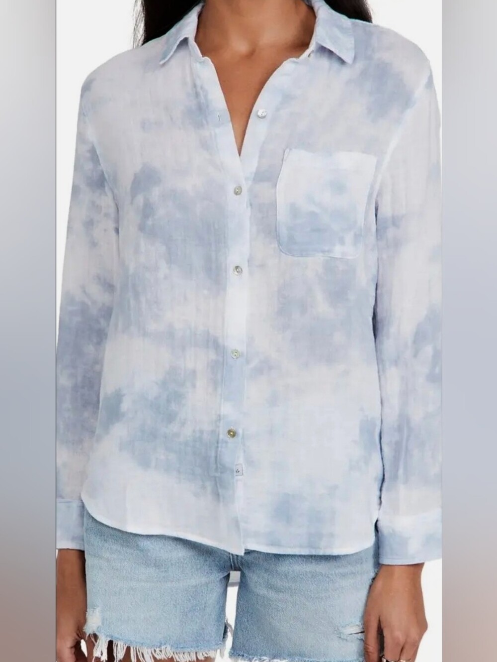 Rails Ellis Button-Down Shirt Cascade Tie Dye 100% Cotton Lightweight Large